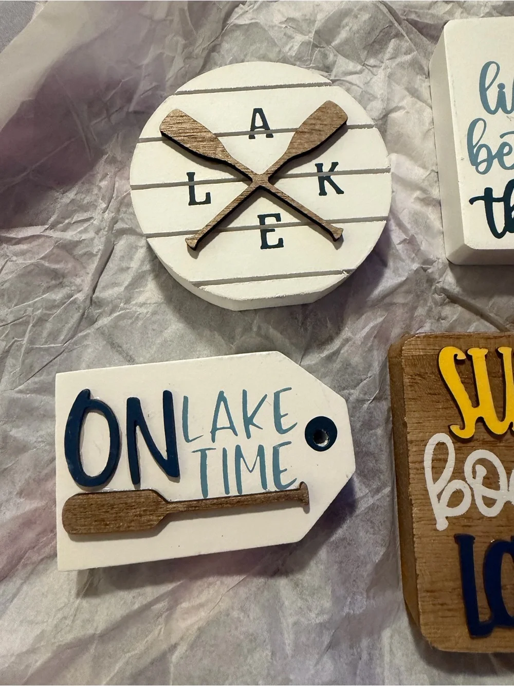 Lake Life Decorative Wood Signs Small Set of 5 So Cute